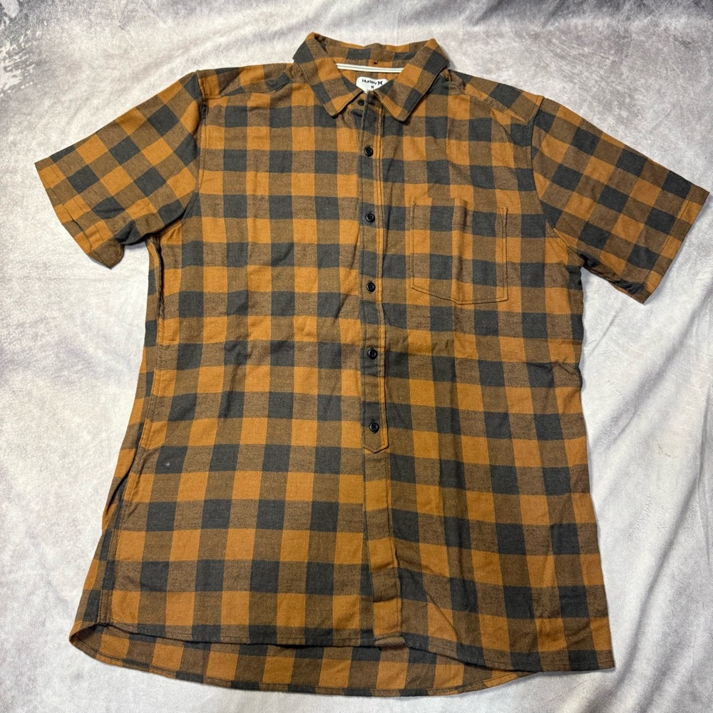 Men's Hurley Brown and Black Checkered flannel Shirt